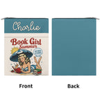 Personalised Book Girl Summer Book Sleeve / Book Cover Protector with Zipper Personalised Book Sleeve / Cover Printed Offshore Reading Summer
