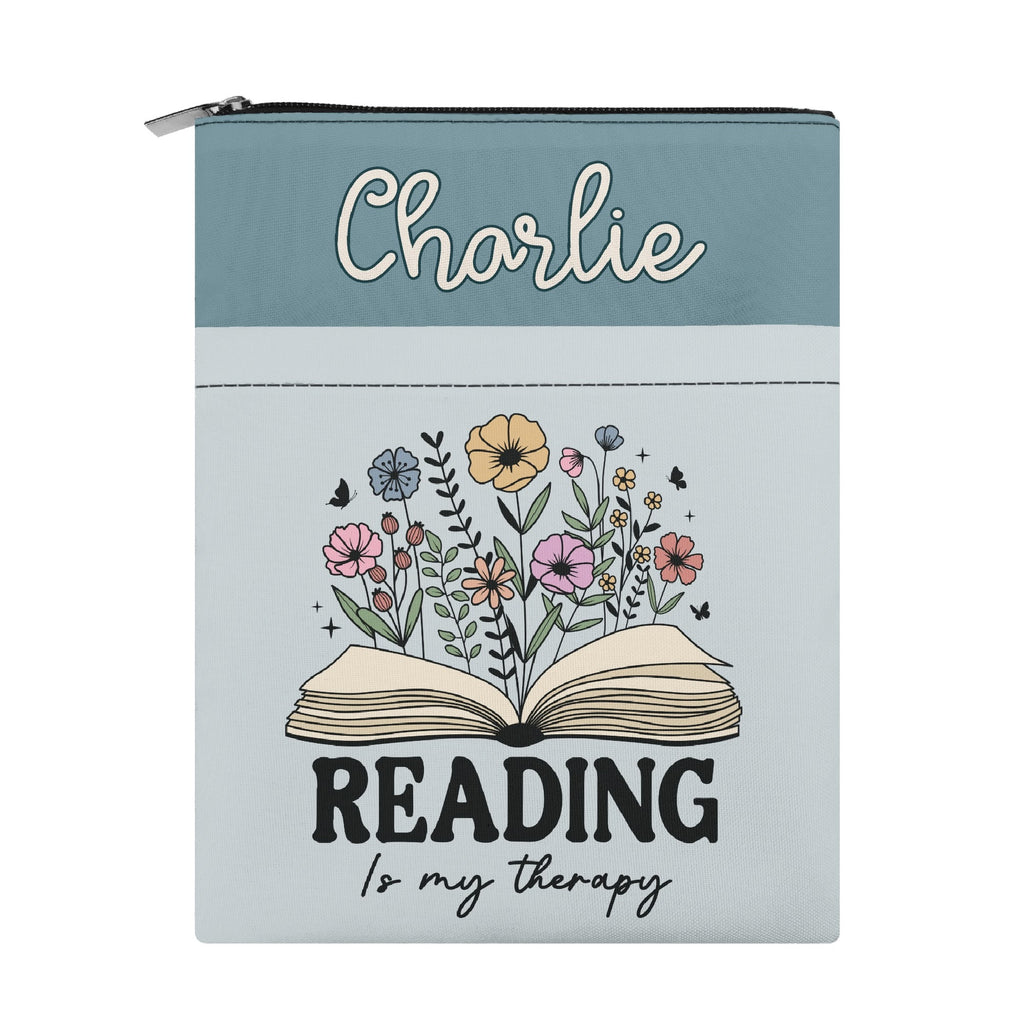 Personalised Reading Is My Therapy Book Sleeve / Book Cover Protector with Zipper Personalised Book Sleeve / Cover Printed Offshore Reading