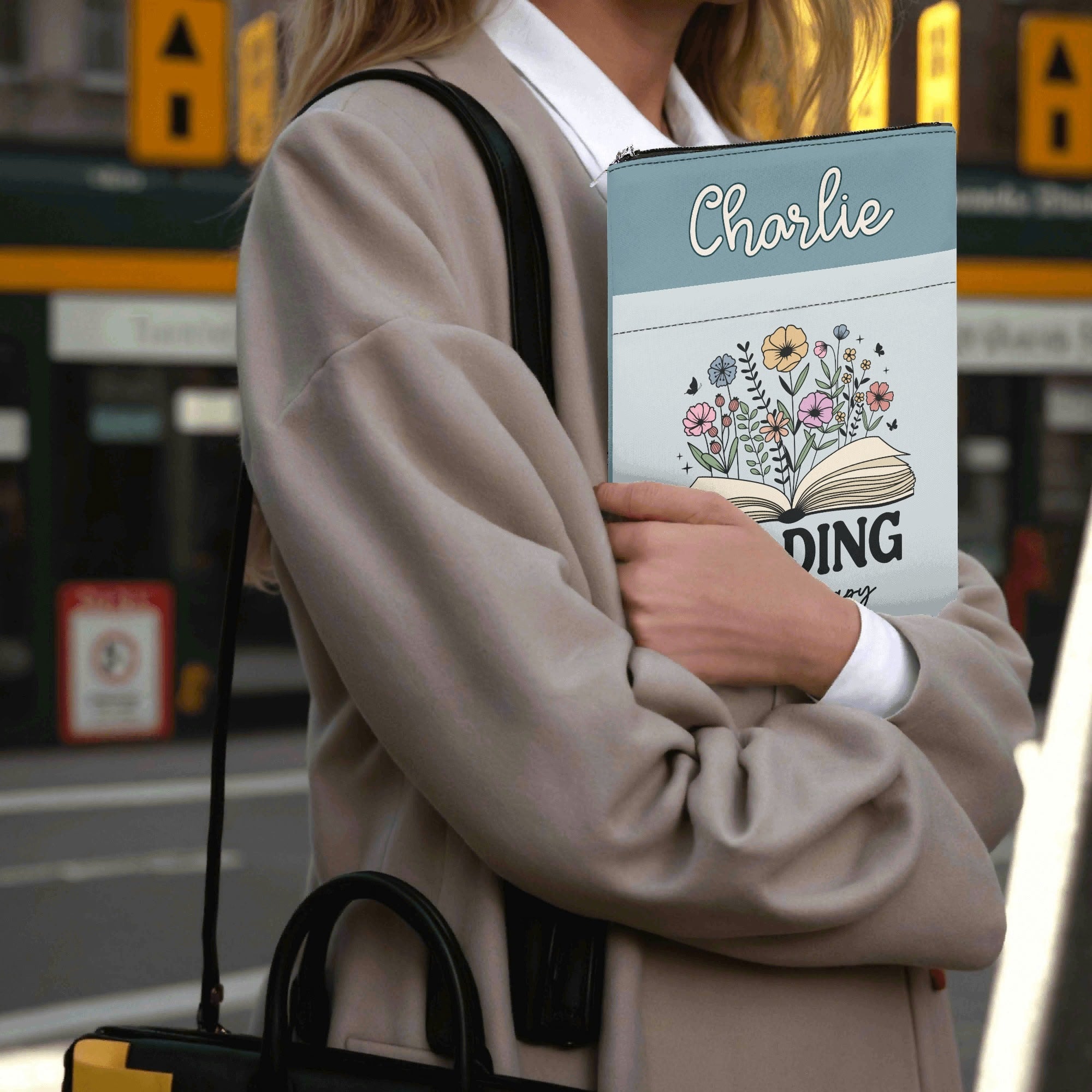 Personalised - Reading Is My Therapy - Book Sleeve / Book Cover Protector with Zipper Personalised Book Sleeve / Cover Printed Offshore Reading