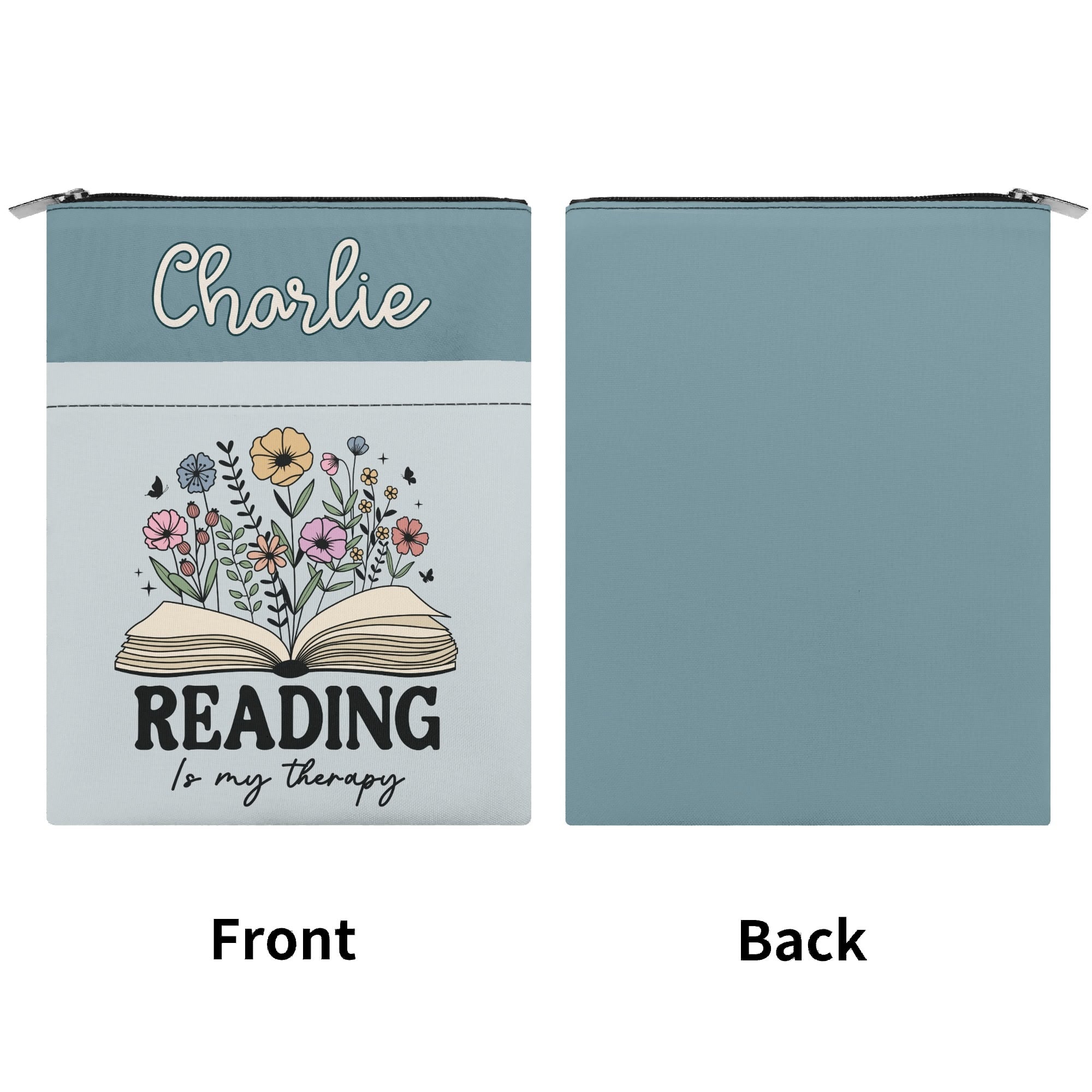 Personalised Reading Is My Therapy Book Sleeve / Book Cover Protector with Zipper Personalised Book Sleeve / Cover Printed Offshore Reading