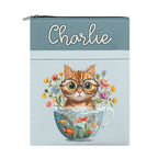 Personalised Cute Cat In Fish Bowl Book Sleeve / Book Cover Protector with Zipper Personalised Book Sleeve / Cover animal Printed Offshore