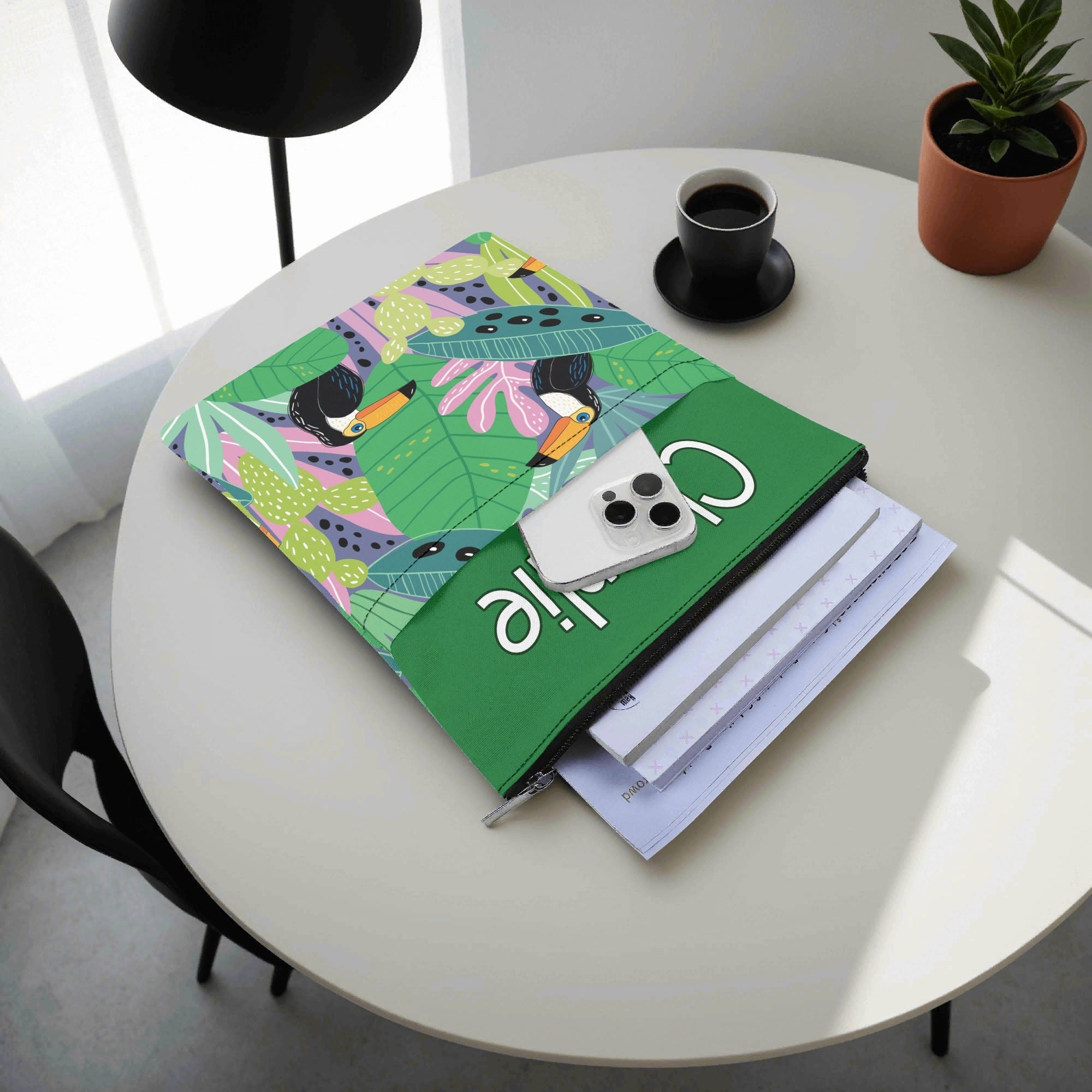Personalised Bright Toucans Book Sleeve / Book Cover Protector with Zipper Personalised Book Sleeve / Cover animal Printed Offshore
