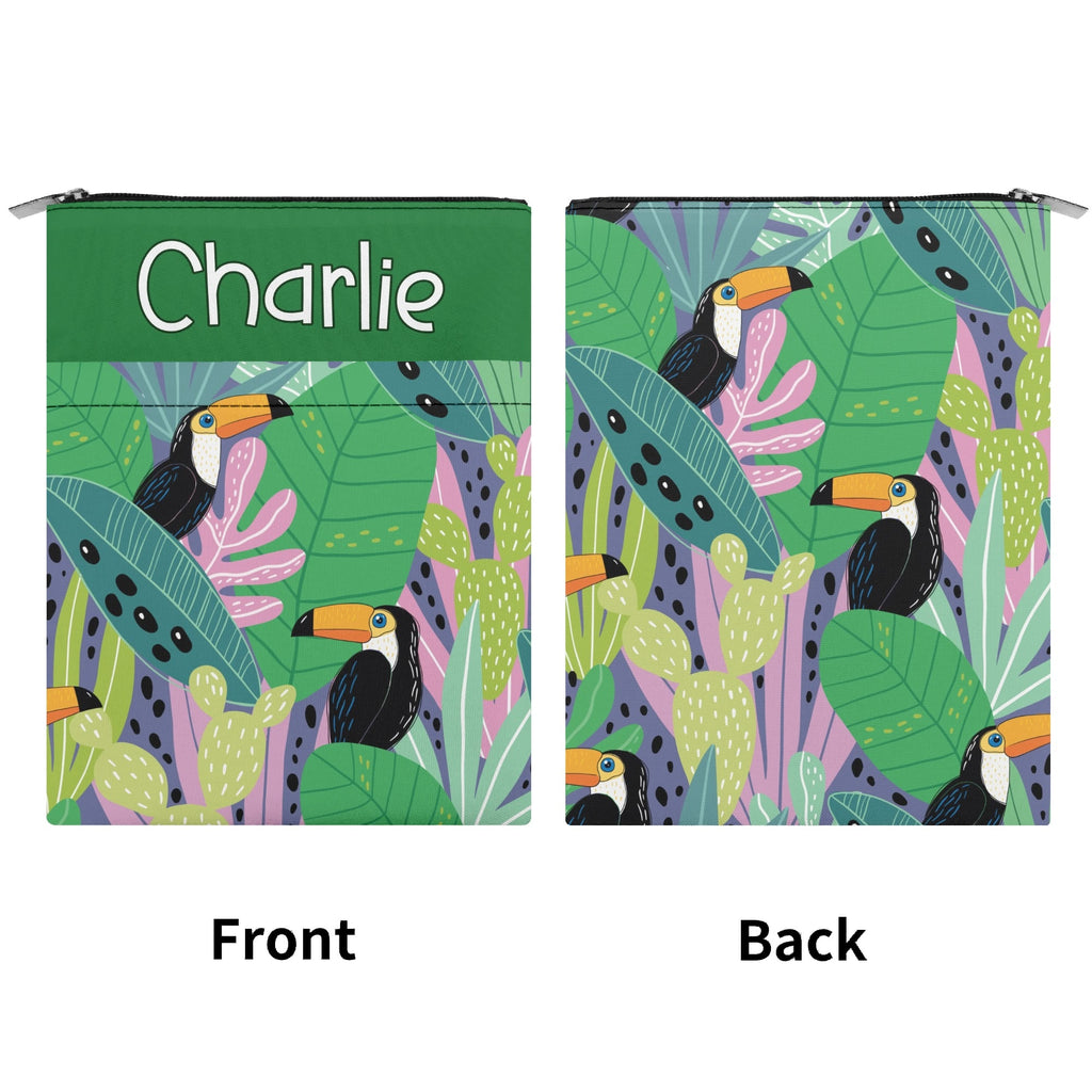 Personalised Bright Toucans Book Sleeve / Book Cover Protector with Zipper Personalised Book Sleeve / Cover animal Printed Offshore