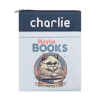 Personalised Maybe Books Are Addicted To Me, Cat Book Sleeve / Book Cover Protector with Zipper Personalised Book Sleeve / Cover animal Printed Offshore Reading