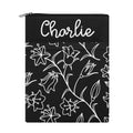 Personalised Black And White Floral Book Sleeve / Book Cover Protector with Zipper Personalised Book Sleeve / Cover Plants Printed Offshore