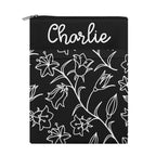 Personalised Black And White Floral Book Sleeve / Book Cover Protector with Zipper Personalised Book Sleeve / Cover Plants Printed Offshore