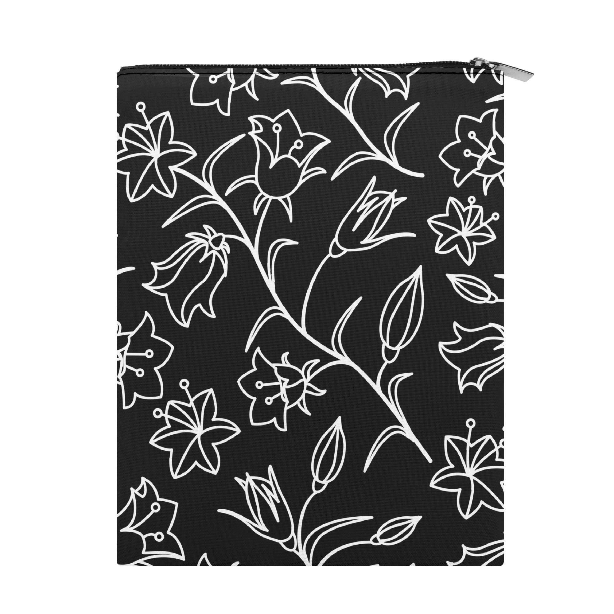 Personalised - Black And White Floral - Book Sleeve / Book Cover Protector with Zipper Personalised Book Sleeve / Cover Plants Printed Offshore