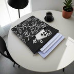 Personalised Black And White Floral Book Sleeve / Book Cover Protector with Zipper Personalised Book Sleeve / Cover Plants Printed Offshore