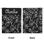 Personalised Black And White Floral Book Sleeve / Book Cover Protector with Zipper Personalised Book Sleeve / Cover Plants Printed Offshore