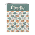 Personalised Cute Cat Faces Book Sleeve / Book Cover Protector with Zipper Personalised Book Sleeve / Cover animal Printed Offshore
