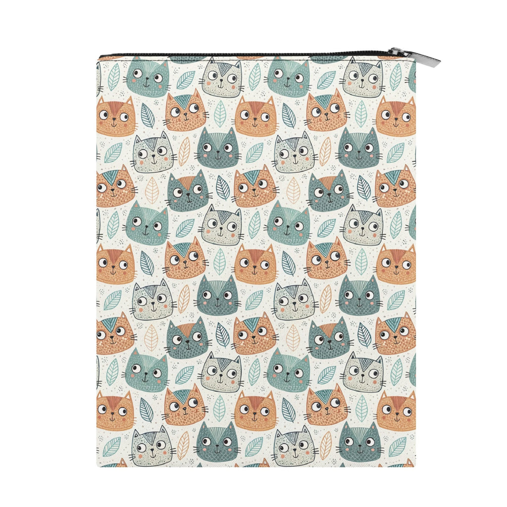 Personalised Cute Cat Faces Book Sleeve / Book Cover Protector with Zipper Personalised Book Sleeve / Cover animal Printed Offshore
