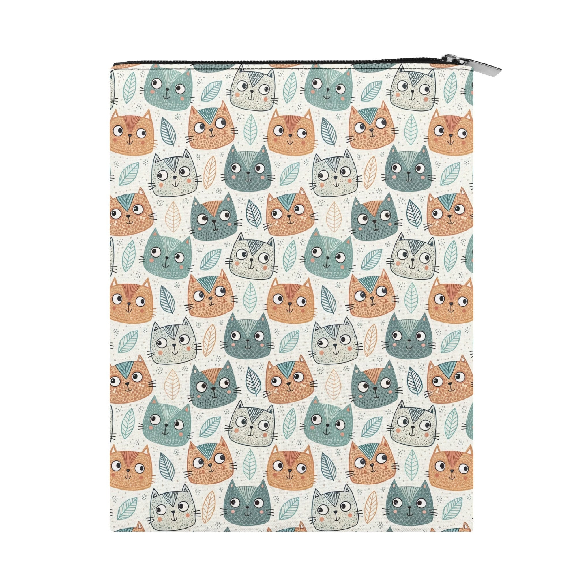 Personalised - Cute Cat Faces - Book Sleeve / Book Cover Protector with Zipper Personalised Book Sleeve / Cover animal Printed Offshore