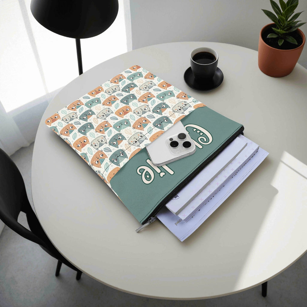 Personalised Cute Cat Faces Book Sleeve / Book Cover Protector with Zipper Personalised Book Sleeve / Cover animal Printed Offshore