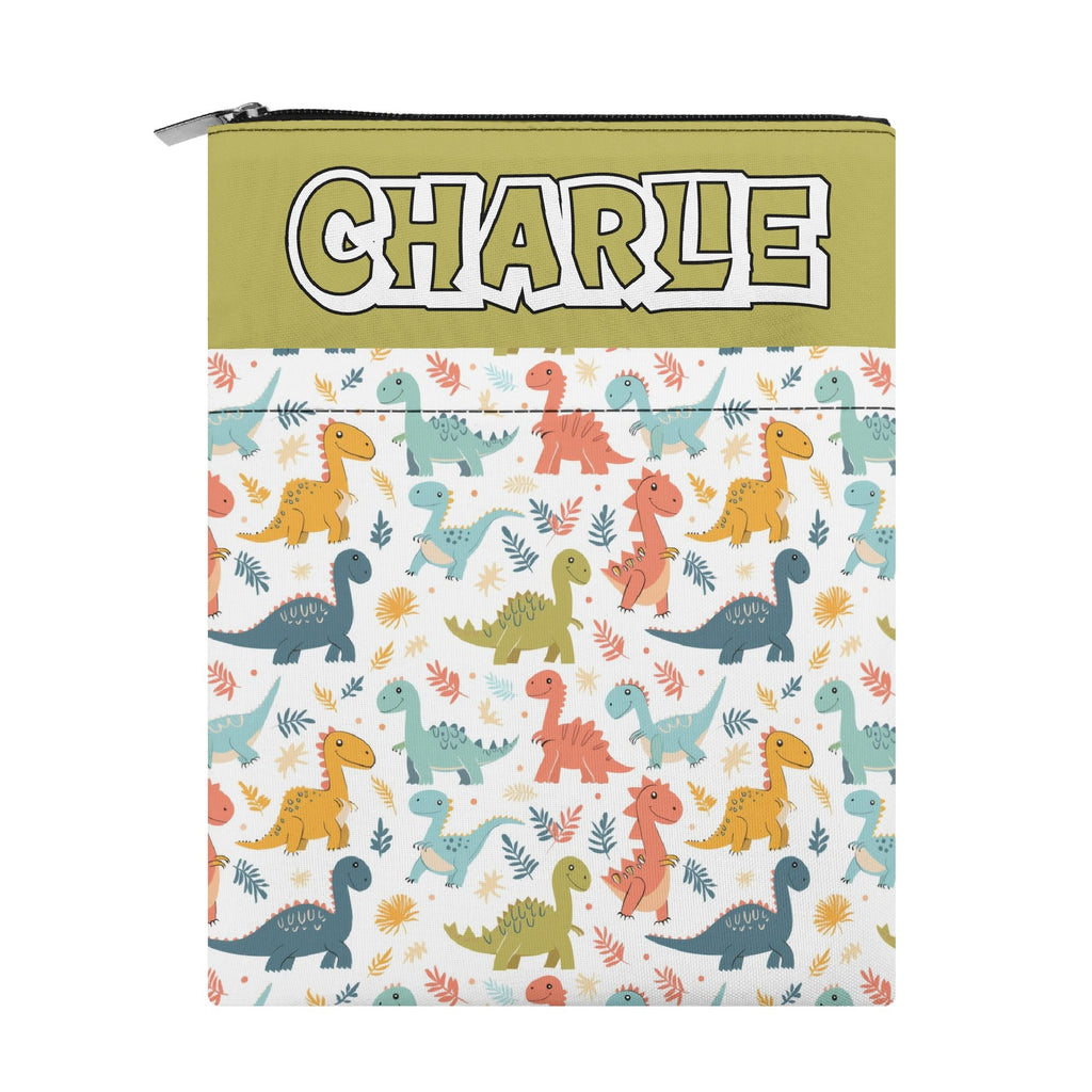 Personalised Cute Colourful Dinosaurs Book Sleeve / Book Cover Protector with Zipper Personalised Book Sleeve / Cover animal Printed Offshore