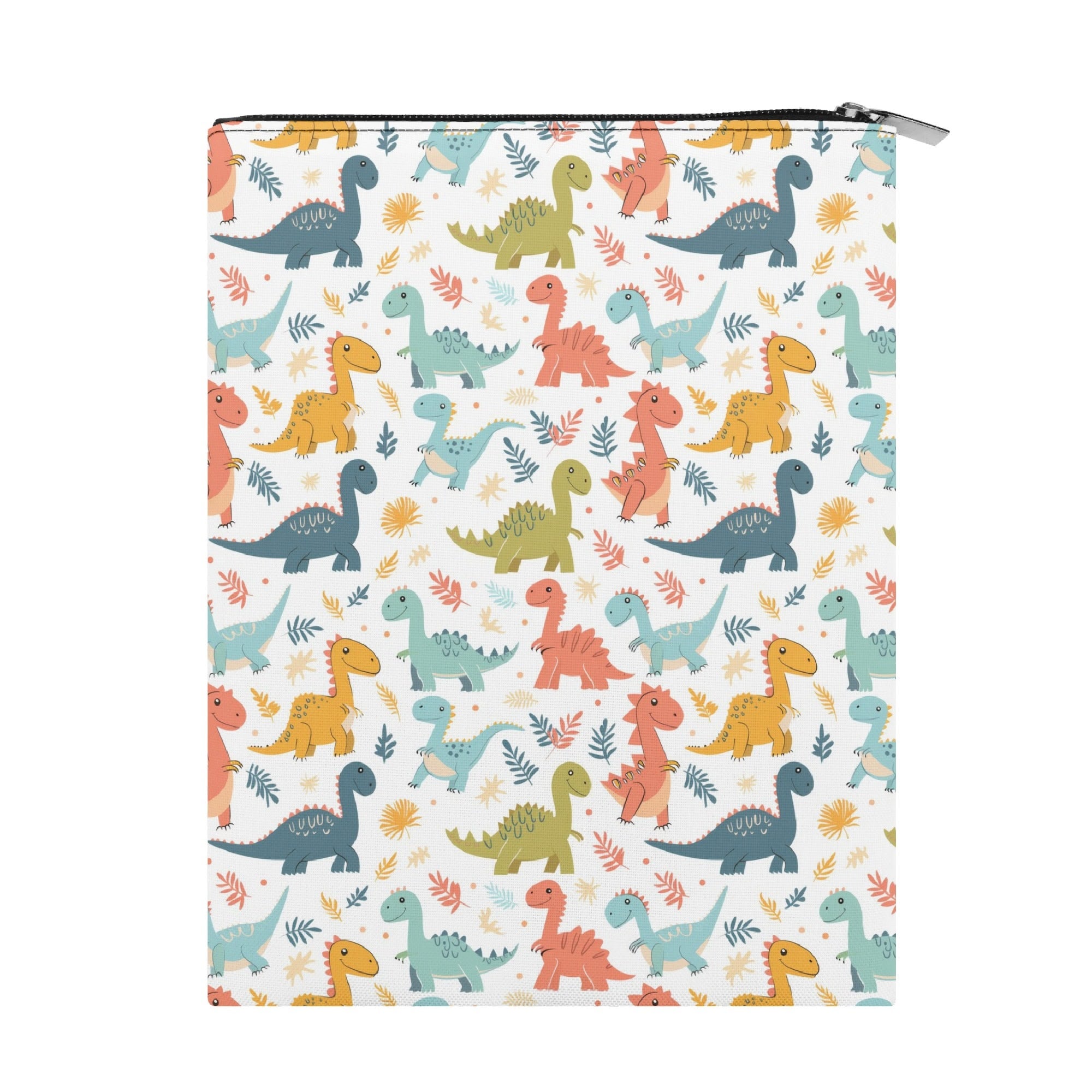 Personalised - Cute Colourful Dinosaurs - Book Sleeve / Book Cover Protector with Zipper Personalised Book Sleeve / Cover animal Printed Offshore