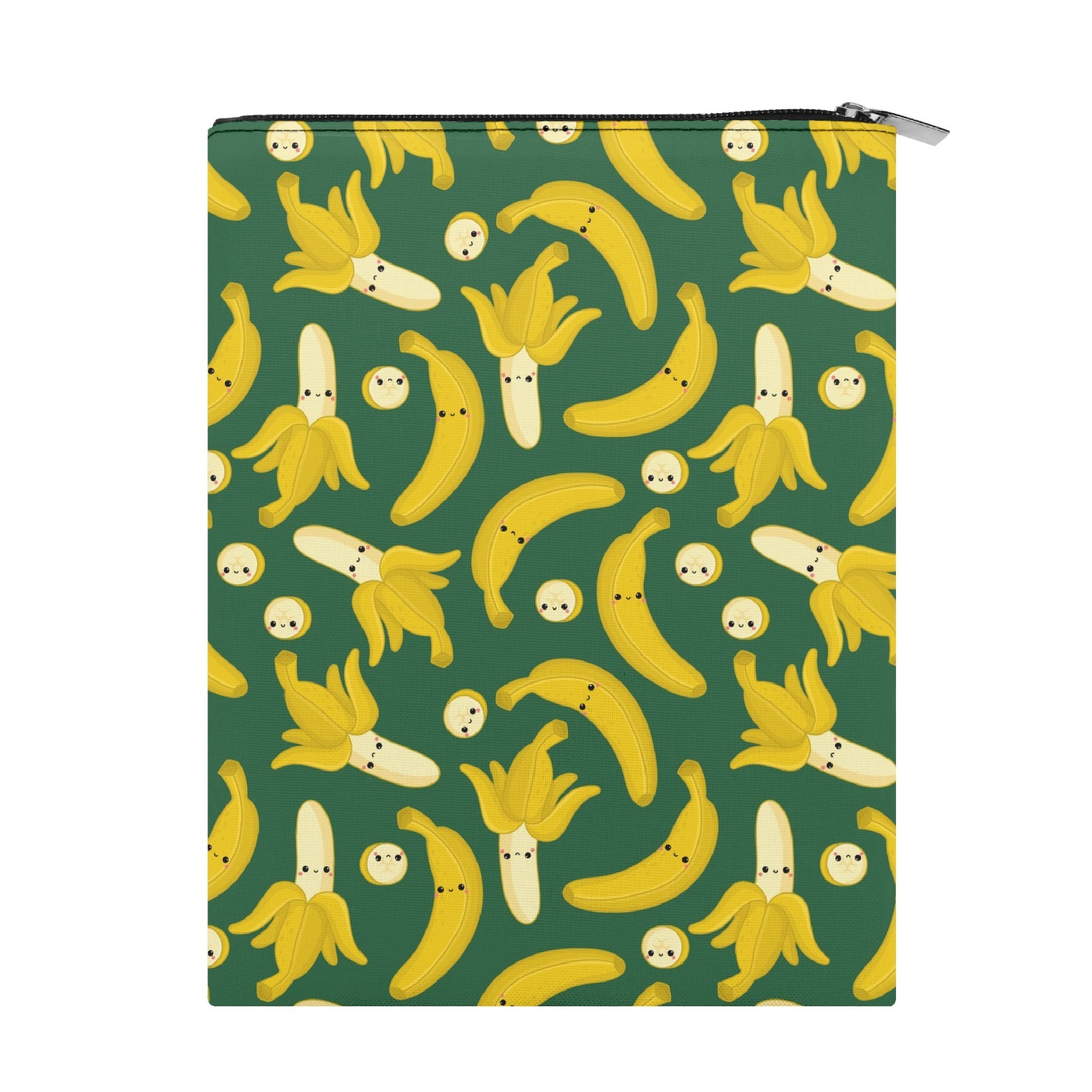 Personalised - Happy Bananas - Book Sleeve / Book Cover Protector with Zipper Personalised Book Sleeve / Cover Food Printed Offshore