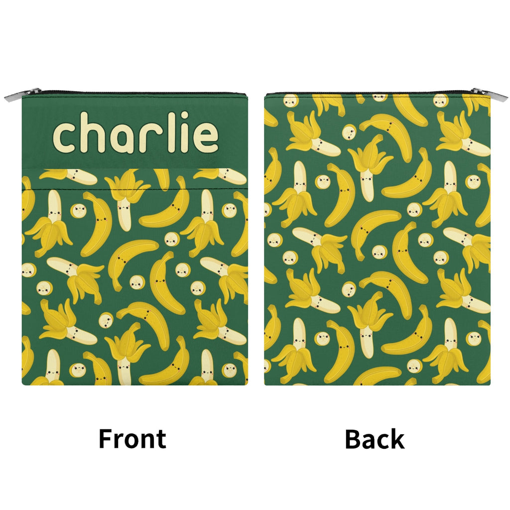 Personalised Happy Bananas Book Sleeve / Book Cover Protector with Zipper Personalised Book Sleeve / Cover Food Printed Offshore