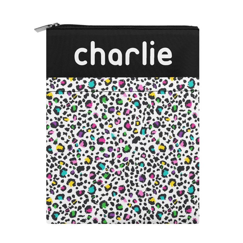 Personalised - Animal Print In Colour - Book Sleeve / Book Cover Protector with Zipper Personalised Book Sleeve / Cover animal Printed Offshore