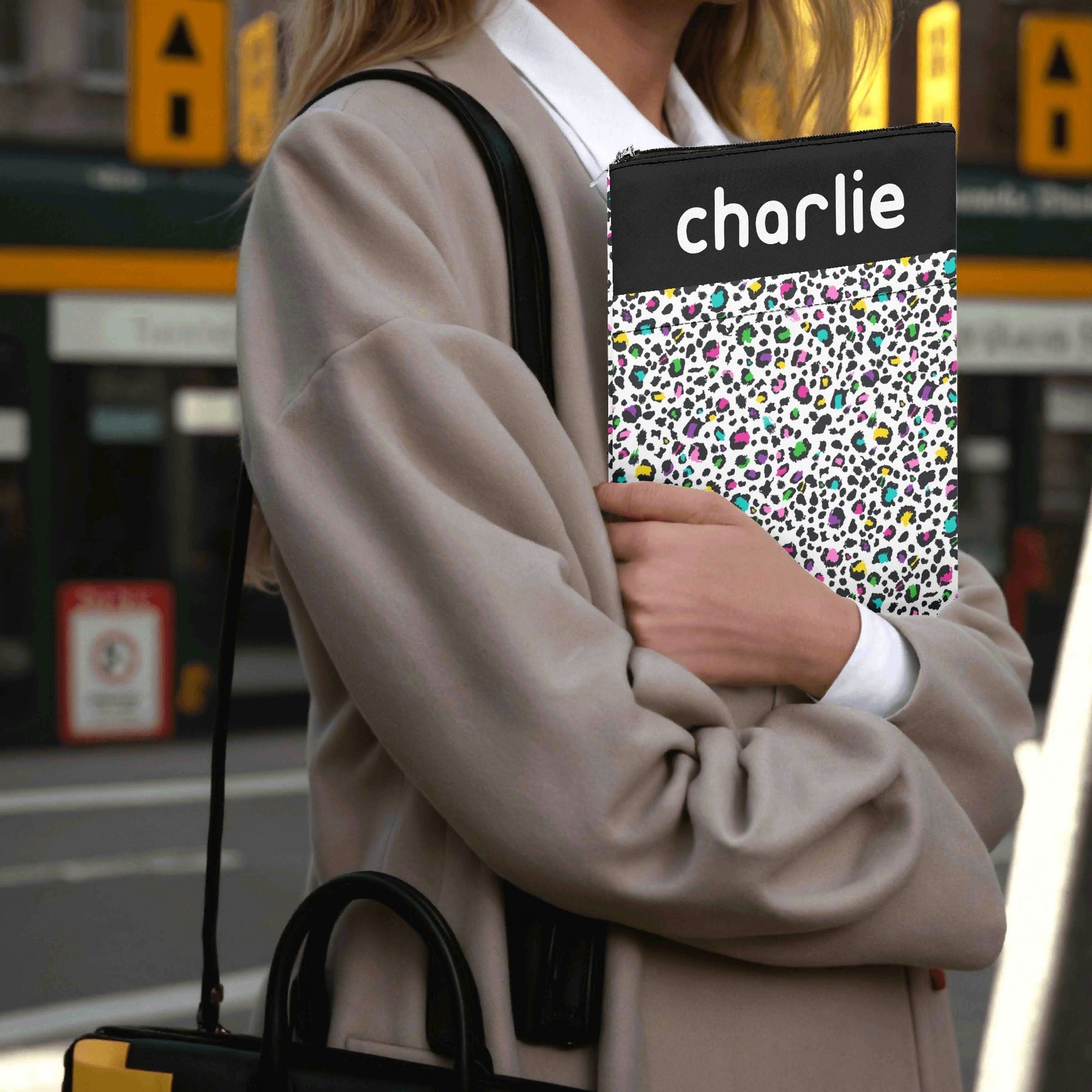 Personalised - Animal Print In Colour - Book Sleeve / Book Cover Protector with Zipper Personalised Book Sleeve / Cover animal Printed Offshore