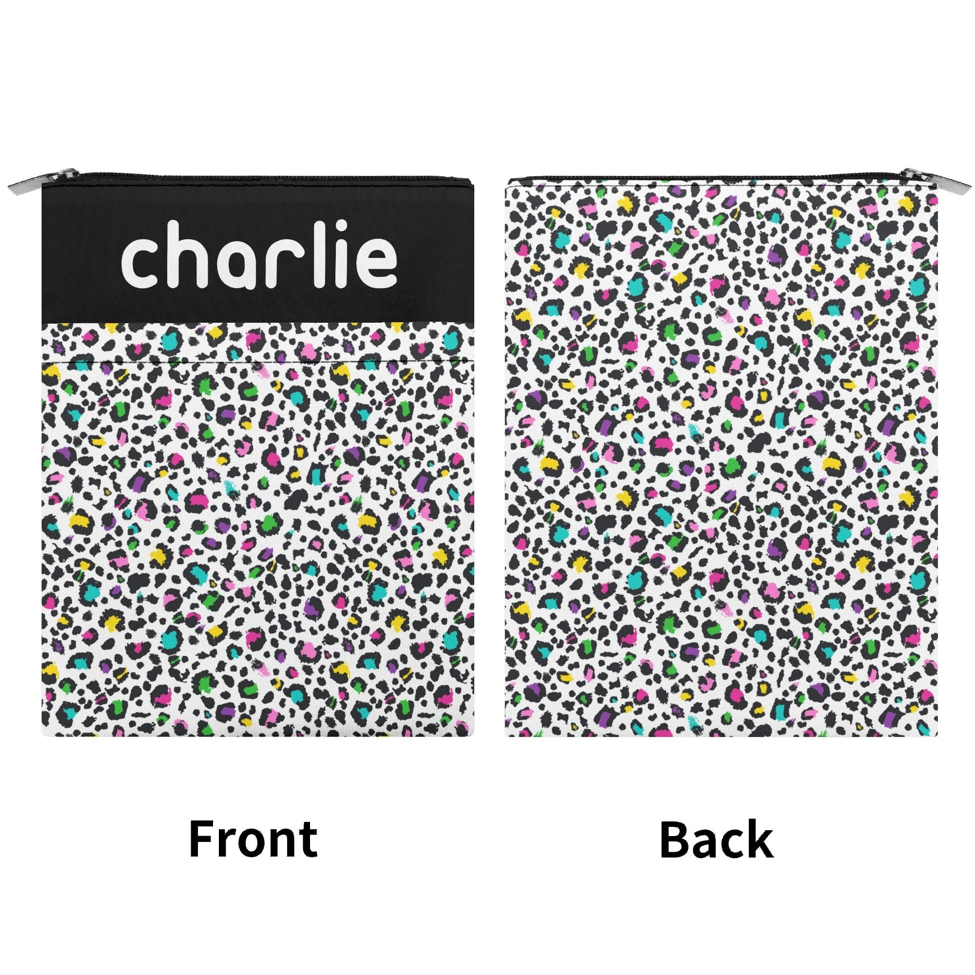 Personalised Animal Print In Colour Book Sleeve / Book Cover Protector with Zipper Personalised Book Sleeve / Cover animal Printed Offshore