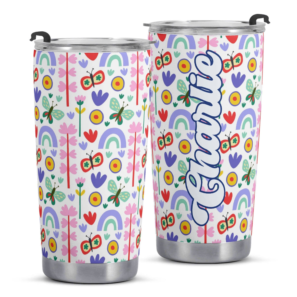 Personalised - Rainbows And Butterflies - Stainless Steel 20oz Travel Mug Personalised 20oz Travel Mug Printed Offshore