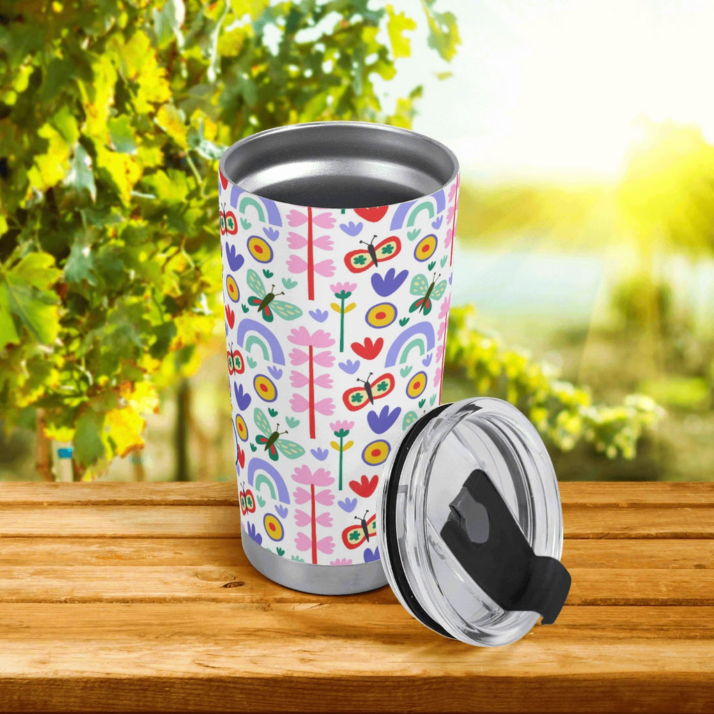 Personalised - Rainbows And Butterflies - Stainless Steel 20oz Travel Mug Personalised 20oz Travel Mug Printed Offshore