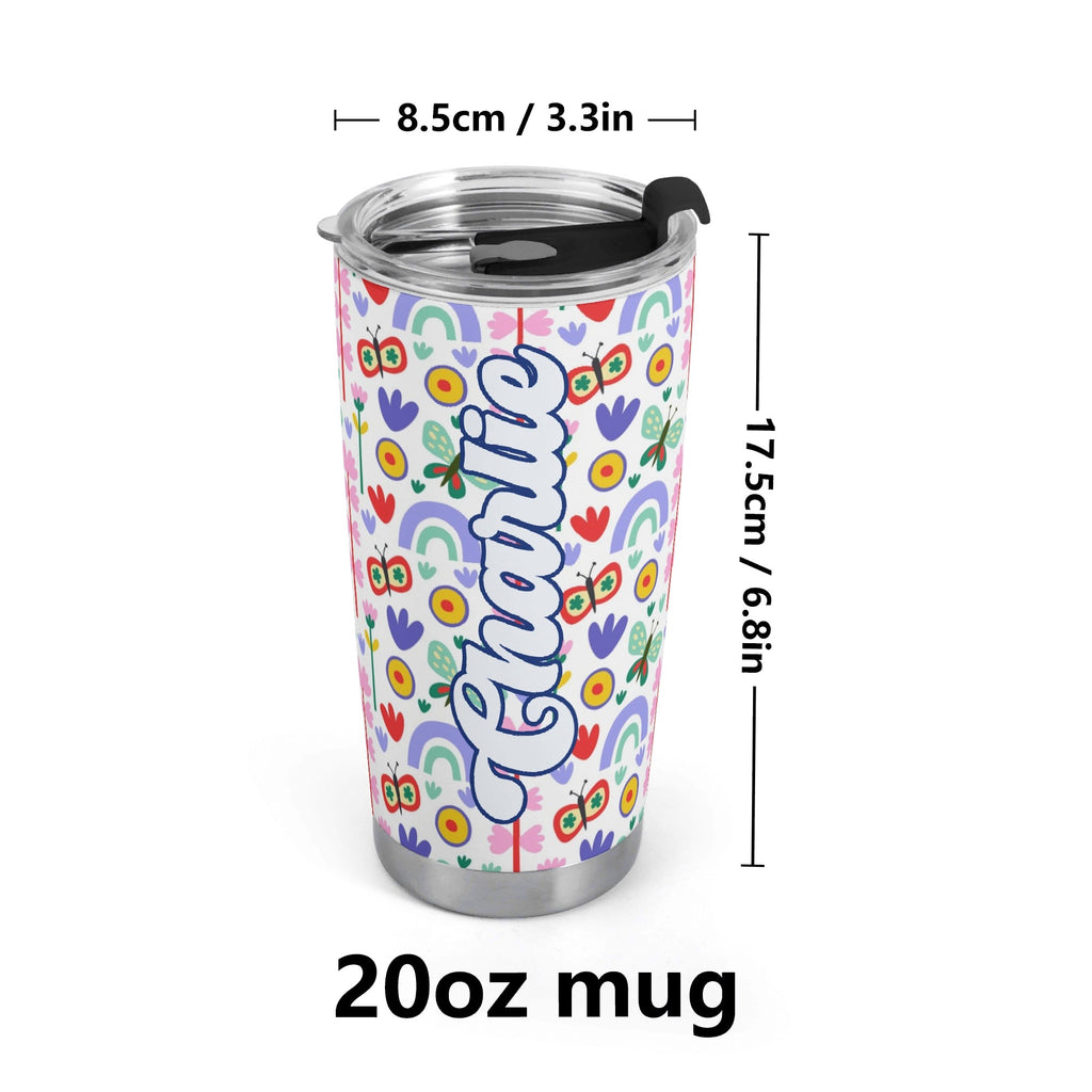 Personalised - Rainbows And Butterflies - Stainless Steel 20oz Travel Mug Personalised 20oz Travel Mug Printed Offshore
