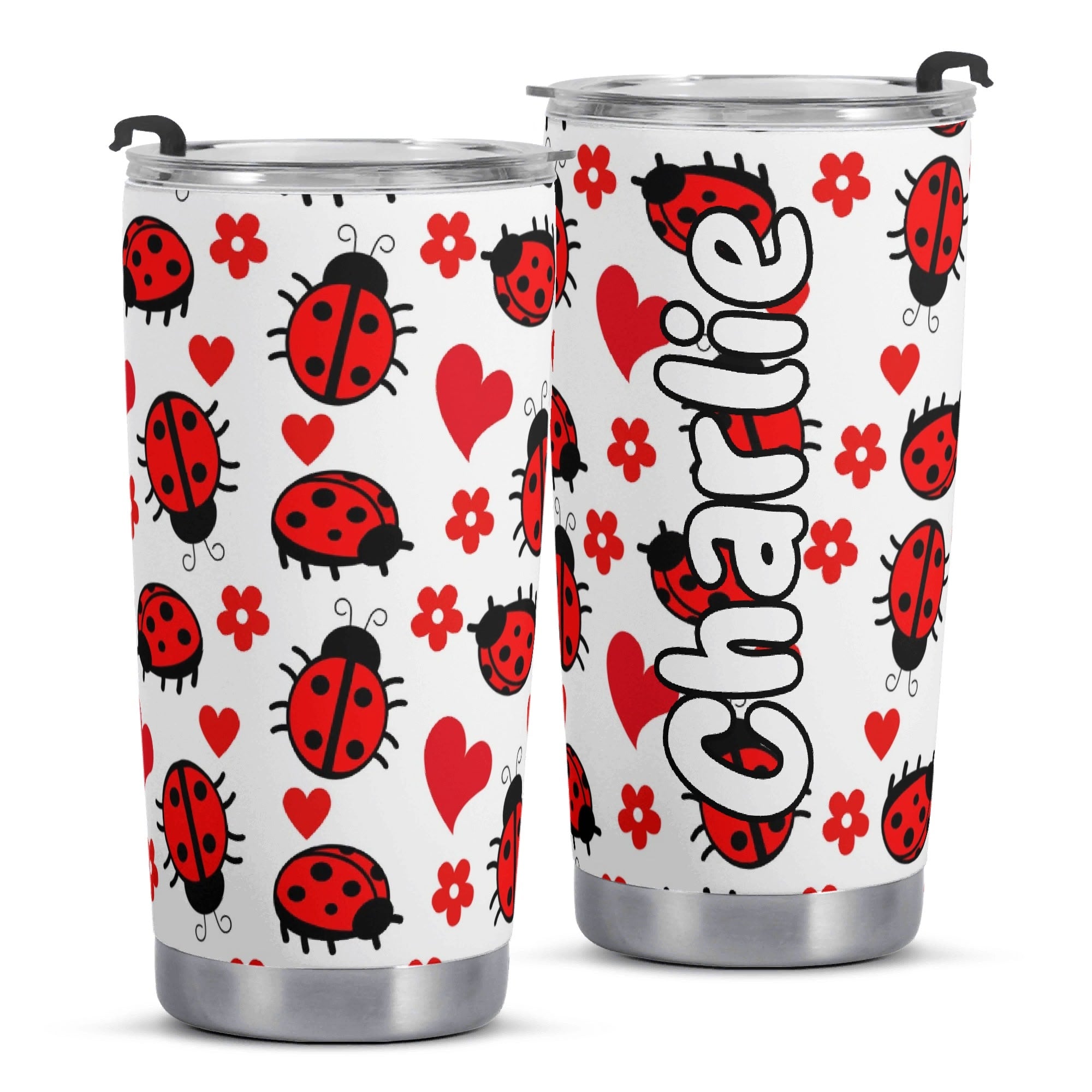 Personalised - Ladybugs - Stainless Steel 20oz Travel Mug Personalised 20oz Travel Mug animal Printed Offshore