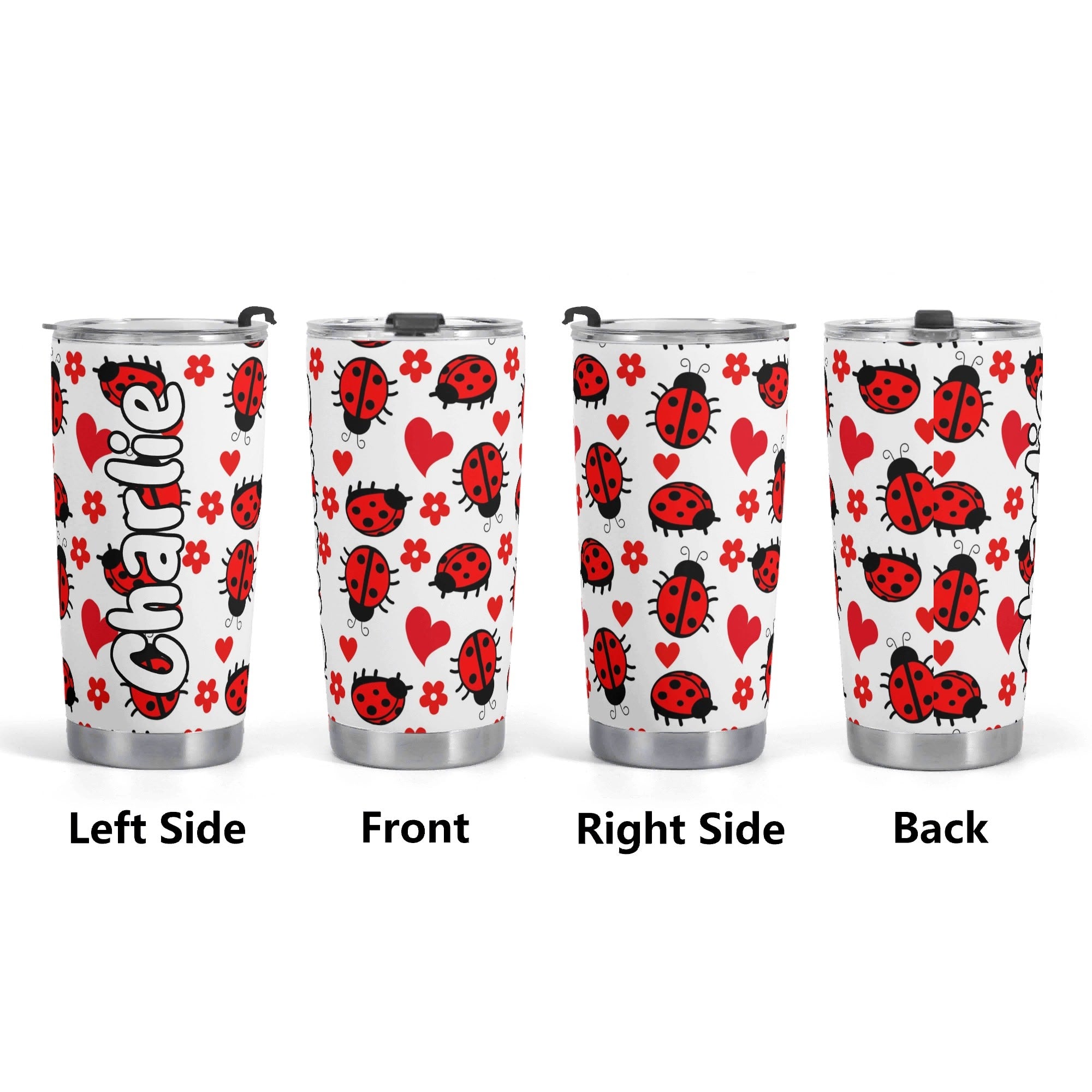 Personalised - Ladybugs - Stainless Steel 20oz Travel Mug Personalised 20oz Travel Mug animal Printed Offshore