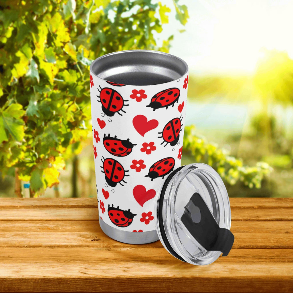 Personalised - Ladybugs - Stainless Steel 20oz Travel Mug Personalised 20oz Travel Mug animal Printed Offshore