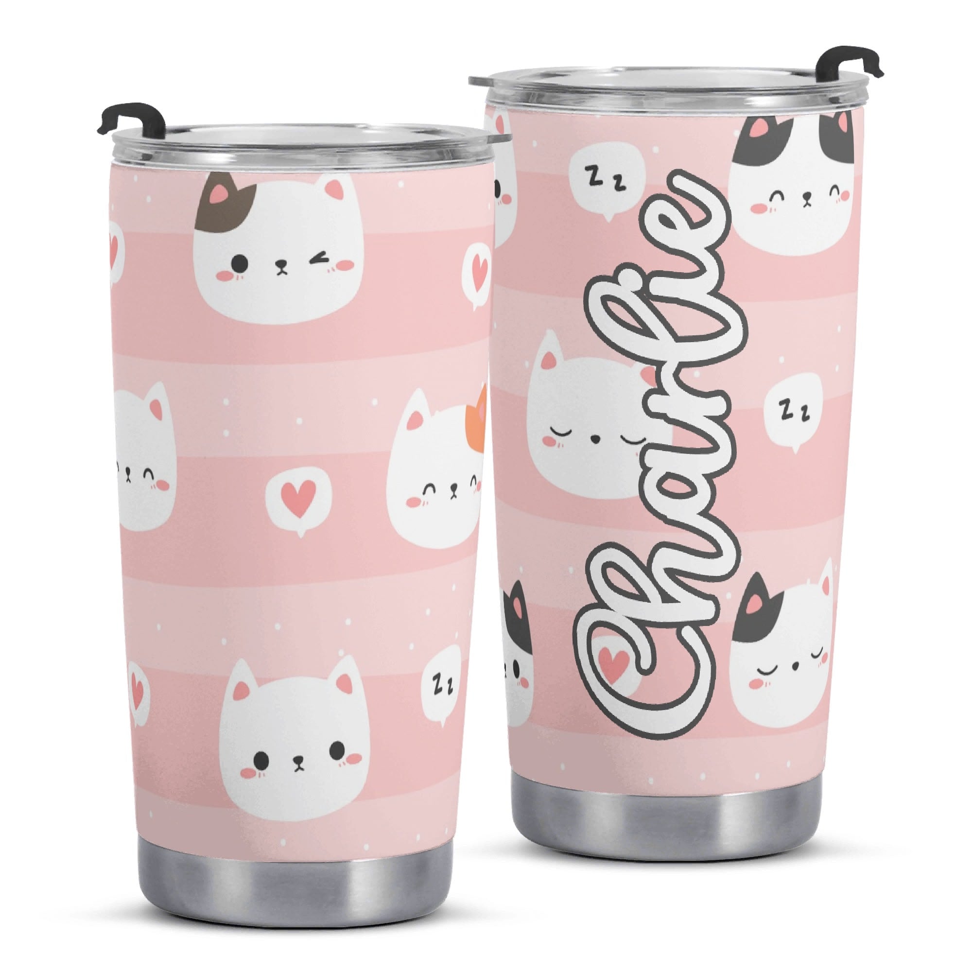 Personalised - Pink Cats - Stainless Steel 20oz Travel Mug Personalised 20oz Travel Mug animal Printed Offshore