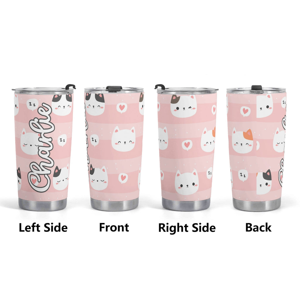 Personalised - Pink Cats - Stainless Steel 20oz Travel Mug Personalised 20oz Travel Mug animal Printed Offshore