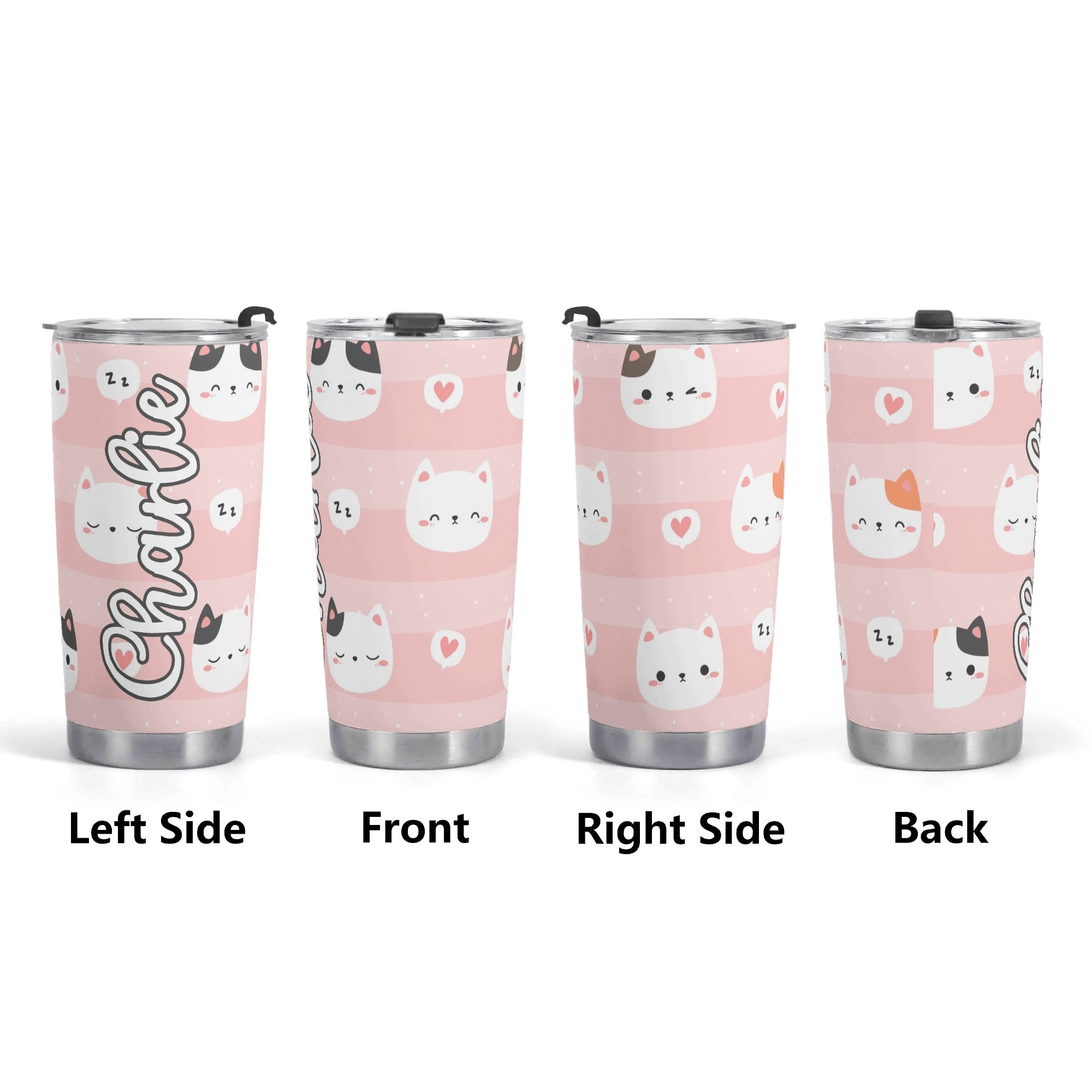 Personalised - Pink Cats - Stainless Steel 20oz Travel Mug Personalised 20oz Travel Mug animal Printed Offshore