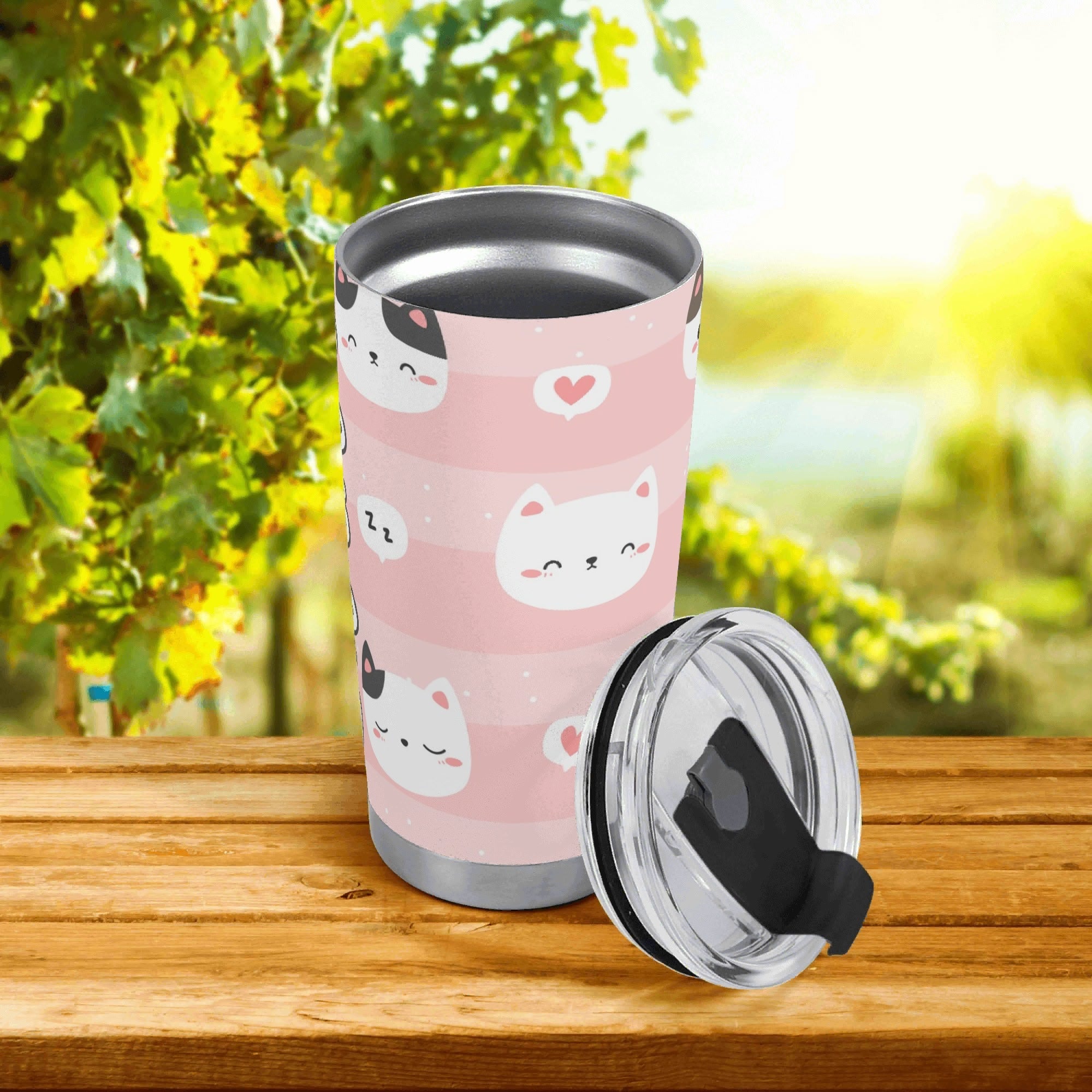 Personalised - Pink Cats - Stainless Steel 20oz Travel Mug Personalised 20oz Travel Mug animal Printed Offshore