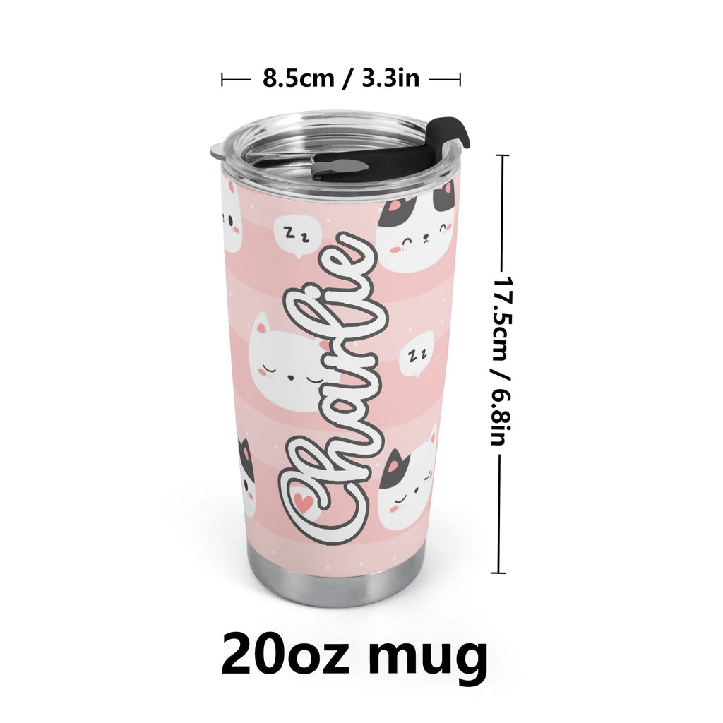 Personalised - Pink Cats - Stainless Steel 20oz Travel Mug Personalised 20oz Travel Mug animal Printed Offshore