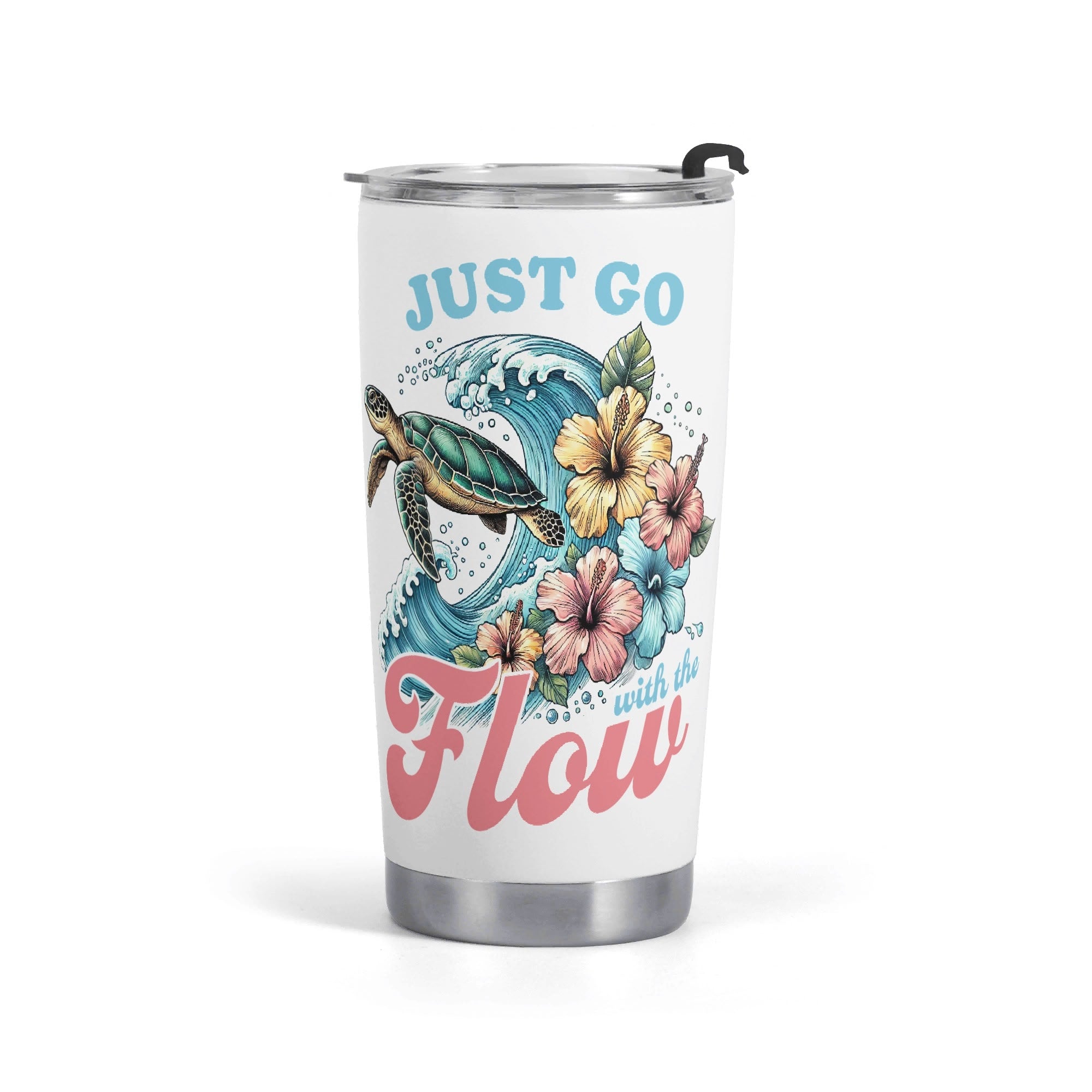 Personalised - Just Go With The Flow, Ocean Turtle - Stainless Steel 20oz Travel Mug Default Title Personalised 20oz Travel Mug Ocean Printed Offshore