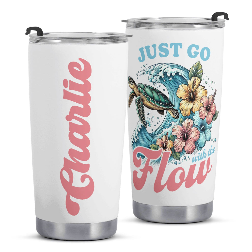 Personalised - Just Go With The Flow, Ocean Turtle - Stainless Steel 20oz Travel Mug Personalised 20oz Travel Mug Ocean Printed Offshore