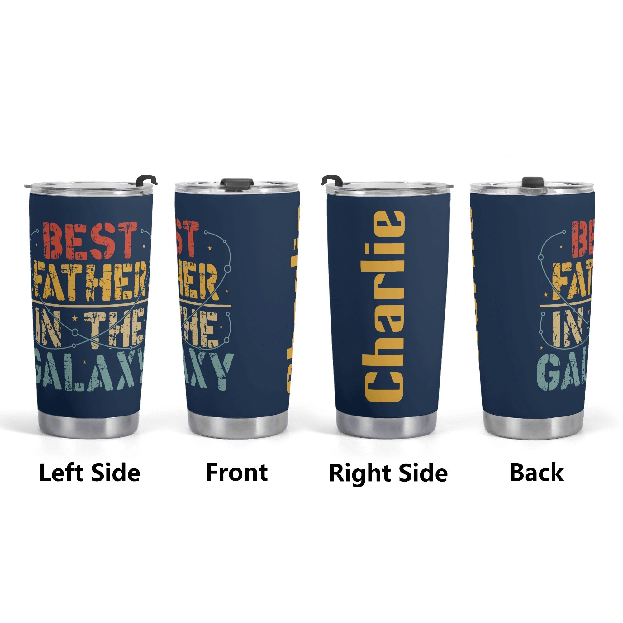 Personalised - Best Father In The Galaxy - Stainless Steel 20oz Travel Mug Personalised 20oz Travel Mug Dad Printed Offshore Space