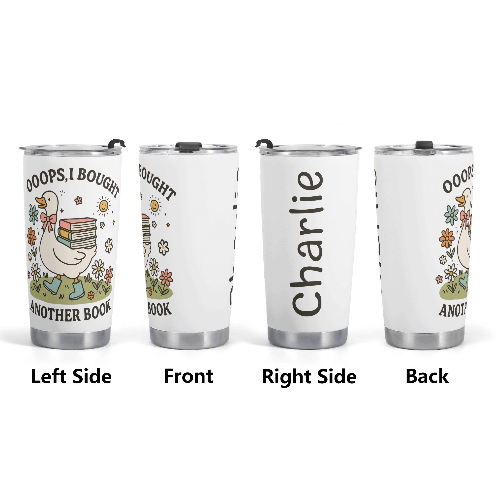 Personalised - Oops, I Bought Another Book, Goose - Stainless Steel 20oz Travel Mug Personalised 20oz Travel Mug animal Printed Offshore Reading