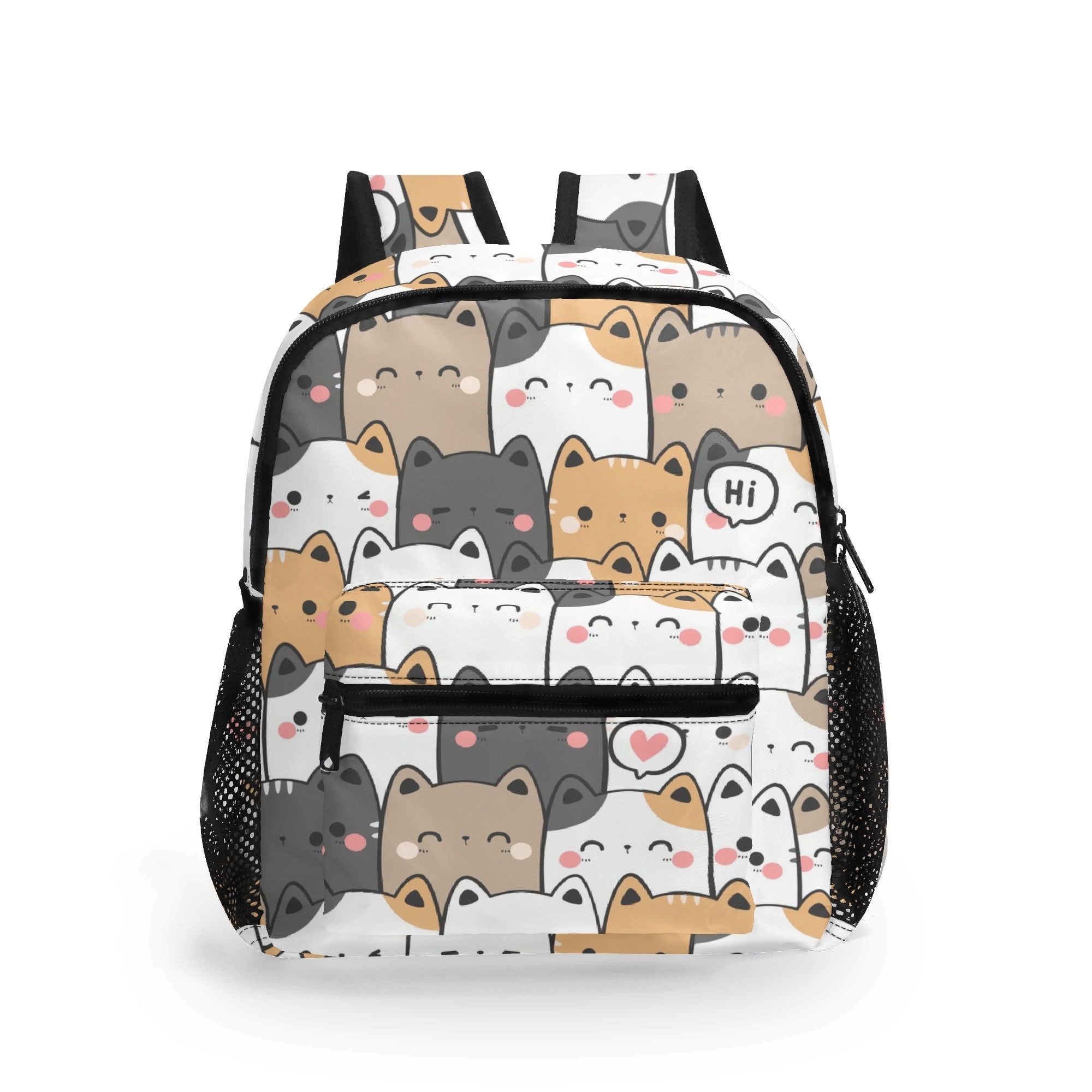Personalised - Cat Hi - Small Kids Backpack, Name On Back Default Title Personalised Small Kids Backpack animal Printed Offshore
