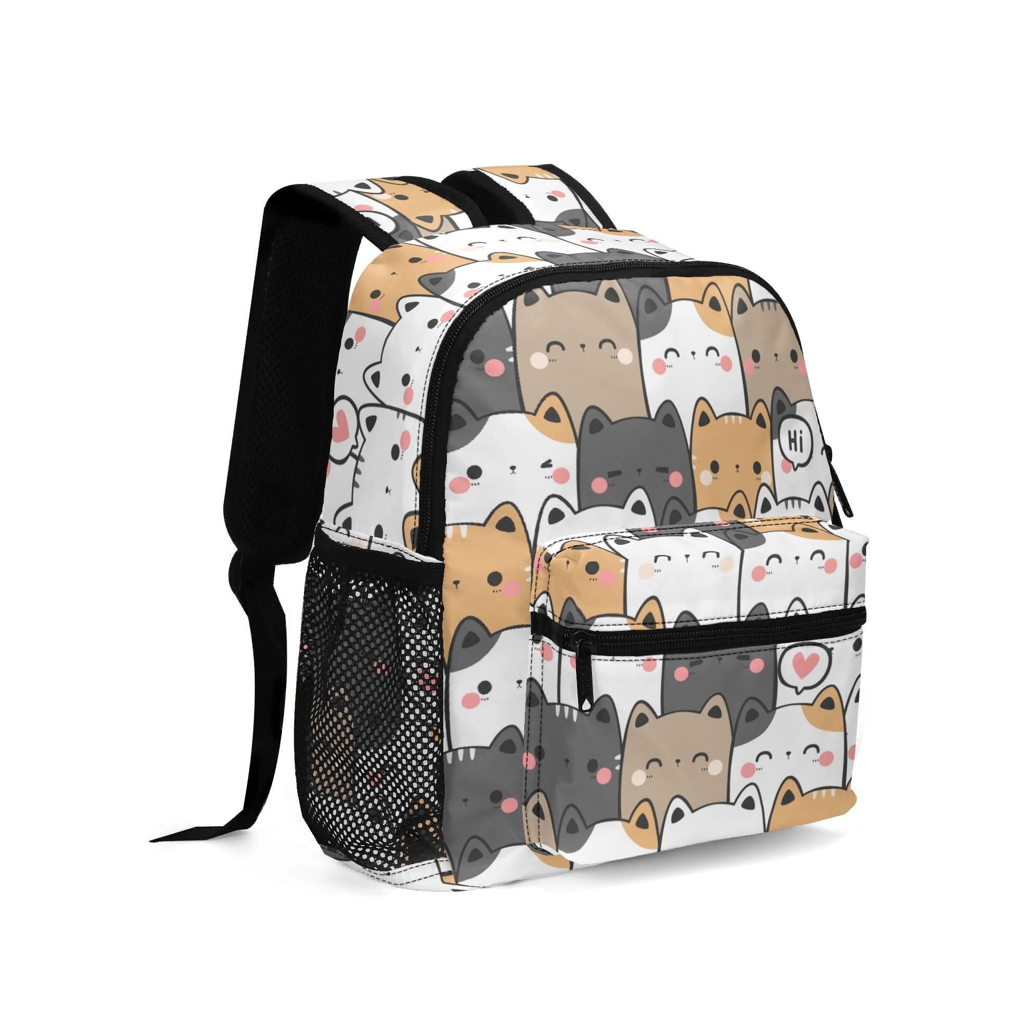 Personalised - Cat Hi - Small Kids Backpack, Name On Back Personalised Small Kids Backpack animal Printed Offshore