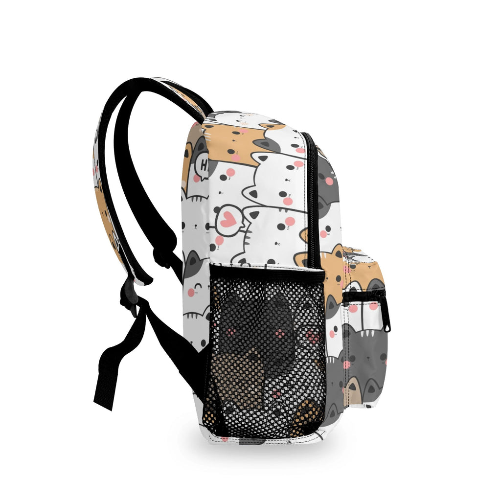 Personalised Cat Hi Small Kids Backpack, Name On Back Personalised Small Kids Backpack animal Printed Offshore