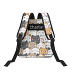 Personalised Cat Hi Small Kids Backpack, Name On Back Personalised Small Kids Backpack animal Printed Offshore