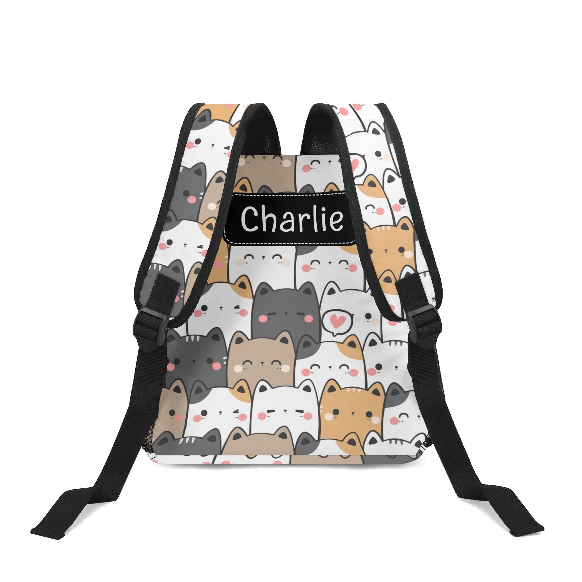 Personalised - Cat Hi - Small Kids Backpack, Name On Back Personalised Small Kids Backpack animal Printed Offshore