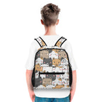 Personalised Cat Hi Small Kids Backpack, Name On Back Personalised Small Kids Backpack animal Printed Offshore