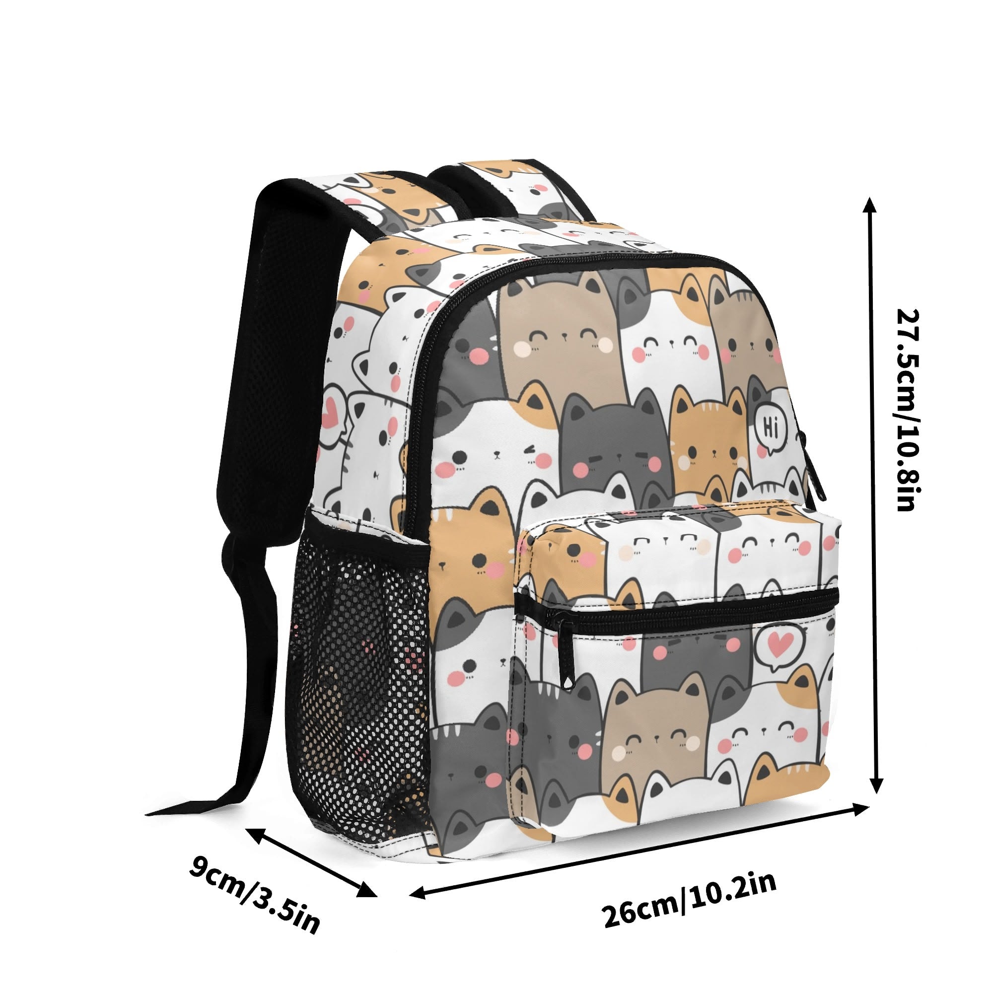 Personalised - Cat Hi - Small Kids Backpack, Name On Back Personalised Small Kids Backpack animal Printed Offshore