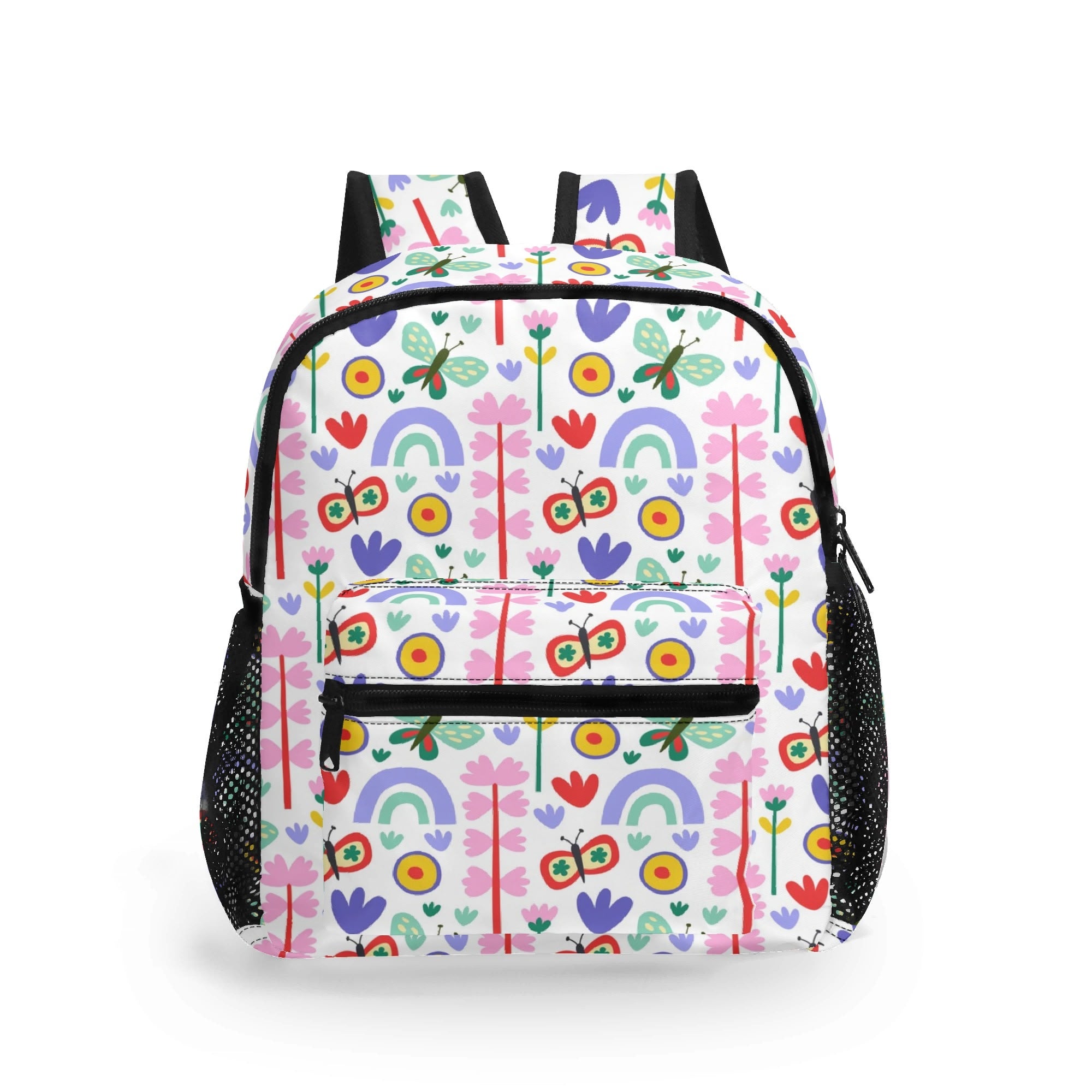 Personalised - Rainbows And Butterflies - Small Kids Backpack, Name On Back Default Title Personalised Small Kids Backpack Printed Offshore