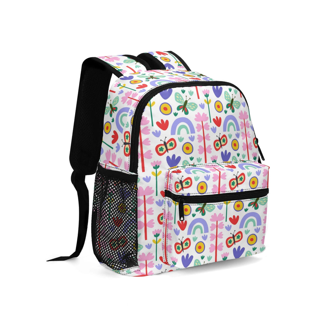 Personalised Rainbows And Butterflies Small Kids Backpack, Name On Back Personalised Small Kids Backpack Printed Offshore