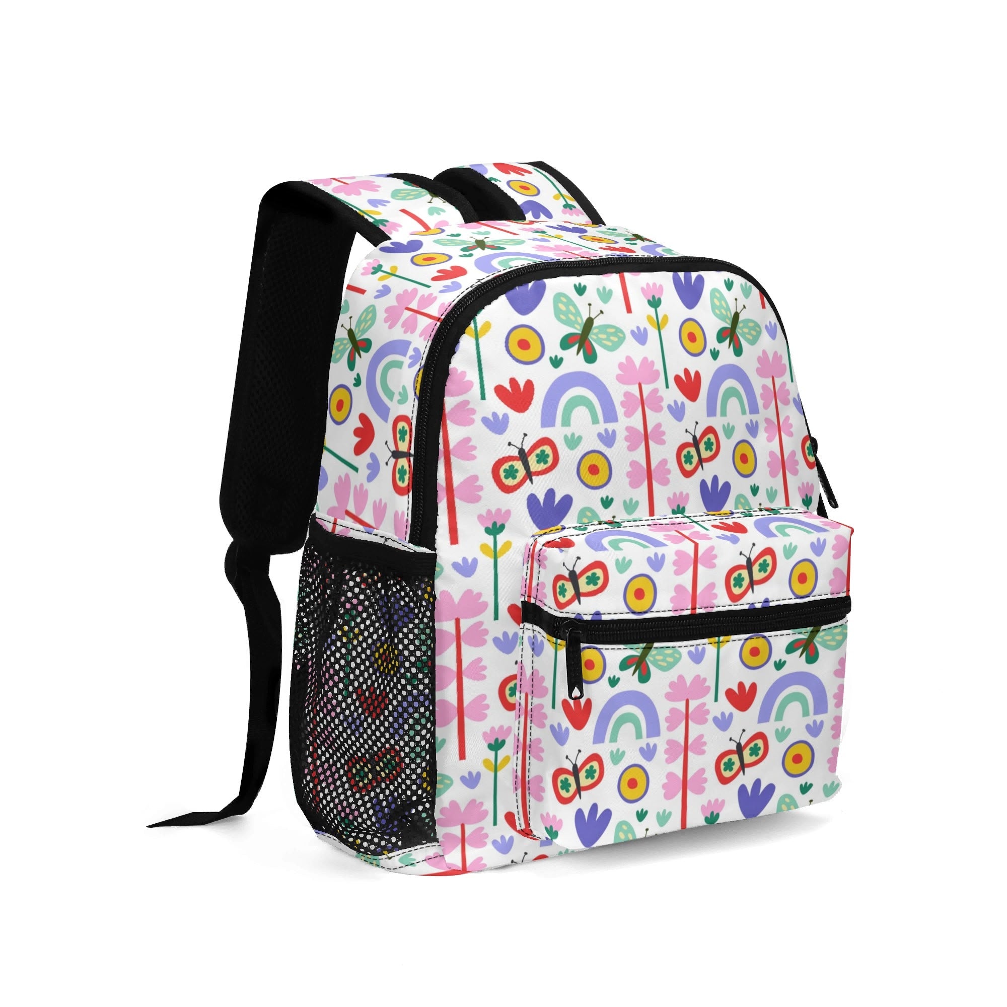 Personalised - Rainbows And Butterflies - Small Kids Backpack, Name On Back Personalised Small Kids Backpack Printed Offshore