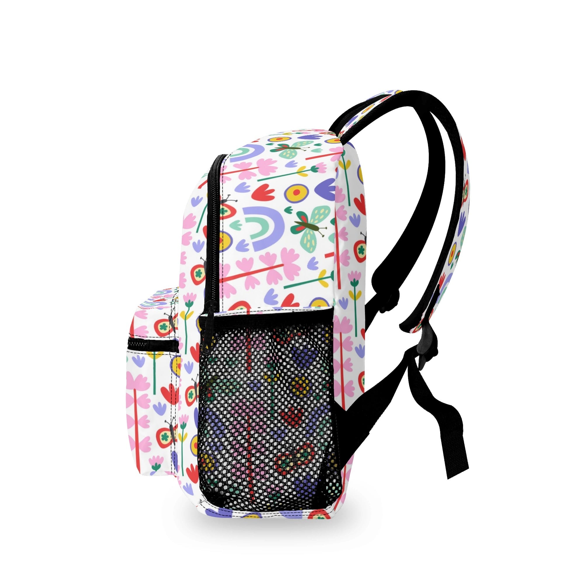 Personalised Rainbows And Butterflies Small Kids Backpack, Name On Back Personalised Small Kids Backpack Printed Offshore